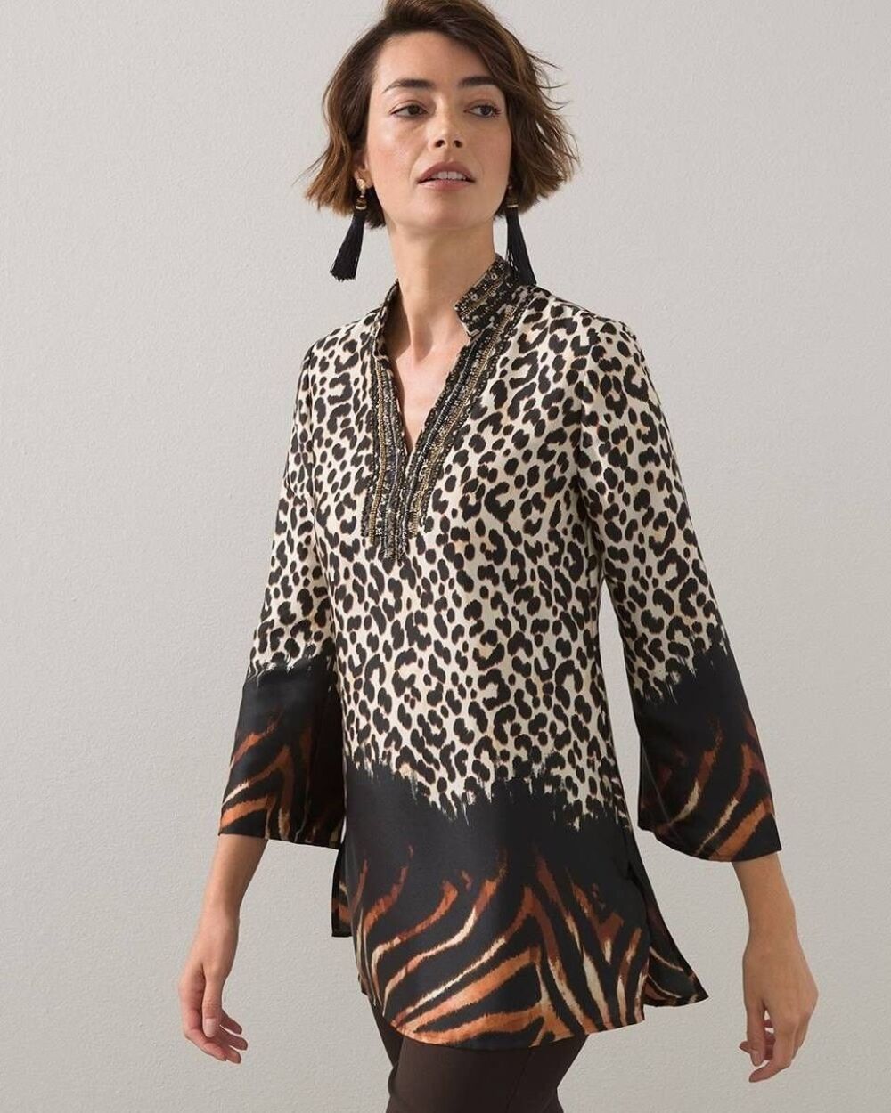 Chico's Embellished Mixed Animal Print Tunic Chico’s 2 (Large / US 12)